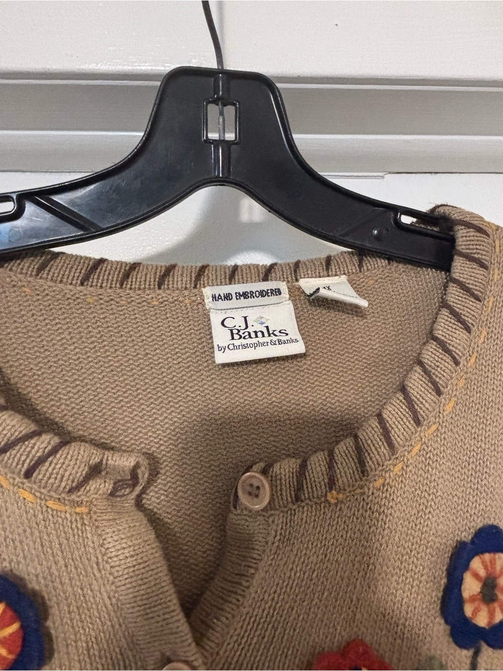 CJ Banks Brown and Tan Floral Appliqué Button Cardigan - Picture 6 of 13